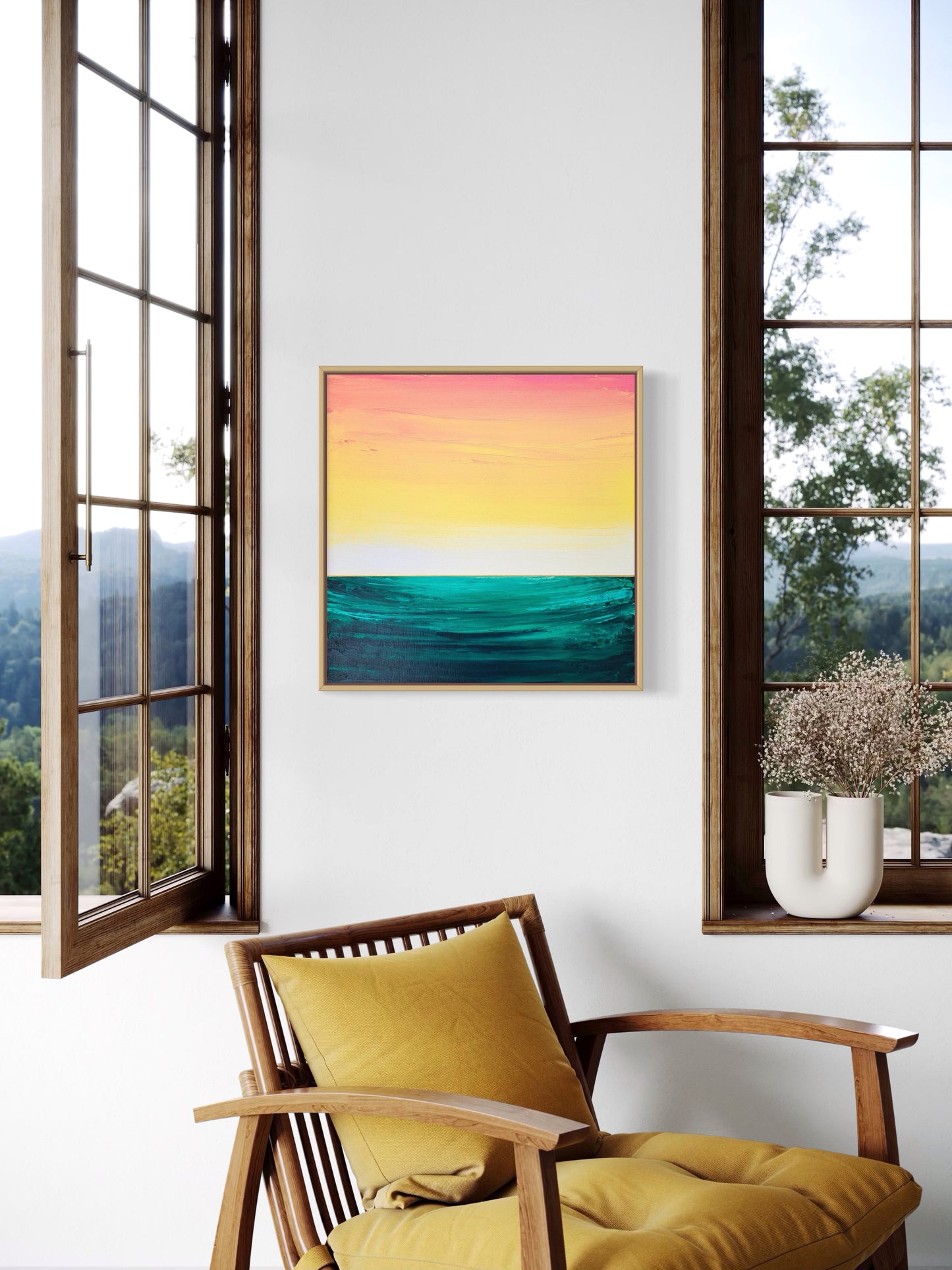 "Whispers Of The Emerald Sea" - 40 x 40 cm